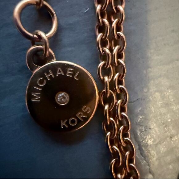 Michael Kors Rose Gold Long Heart Pendant Necklace - Picture 7 of 14